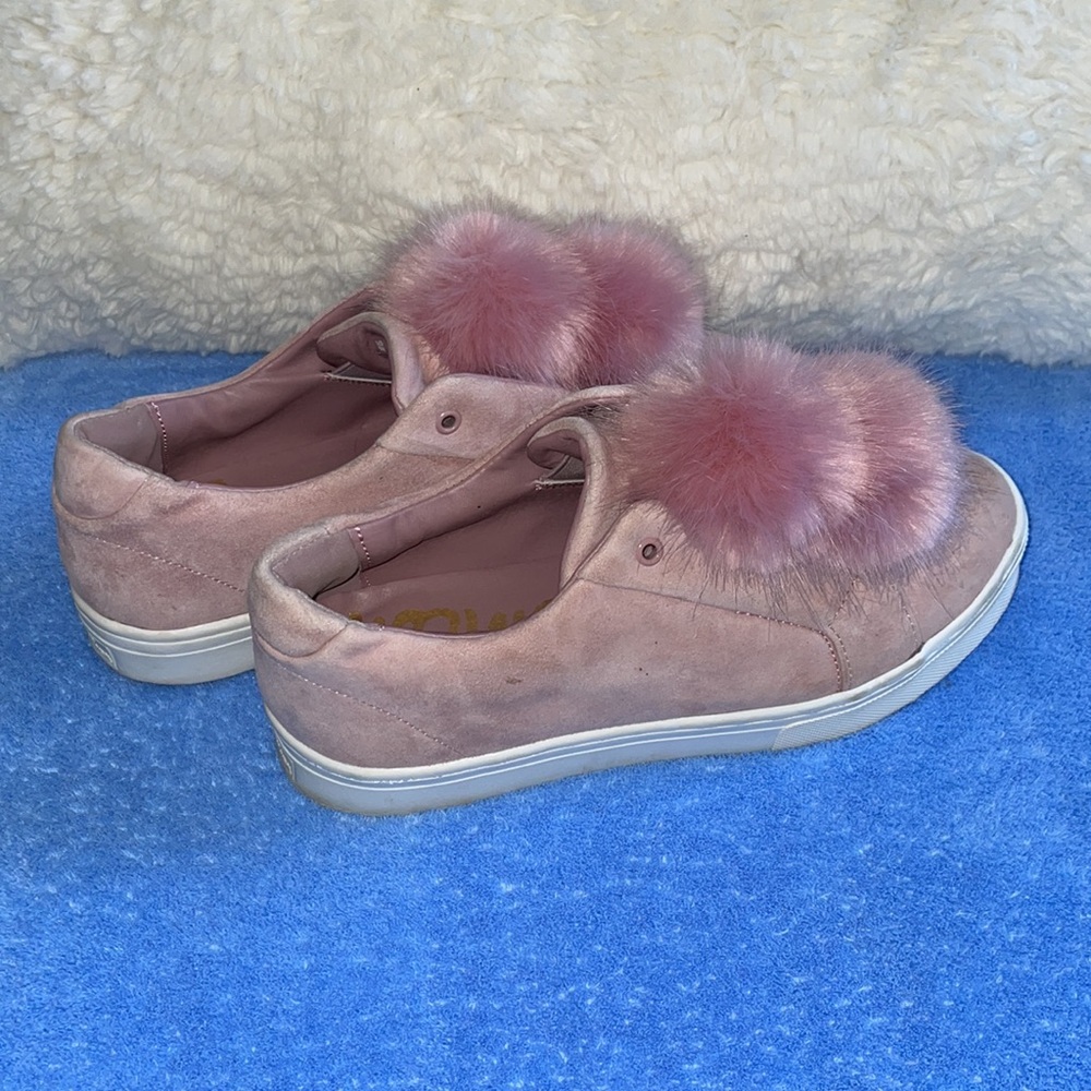 Sam Edelman Pink Suede with Pink Fur Pom-Poms. Size 9M - Picture 1 of 8